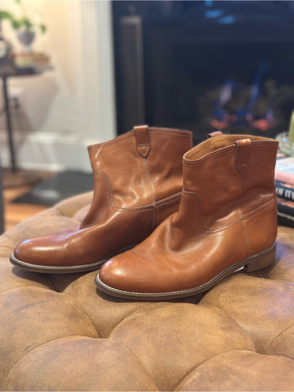 Madewell Leather Ankle Boots in Warm Brown